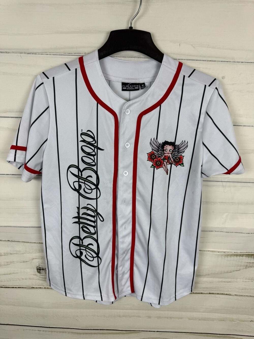 Fleischer Studios Betty Boop 'Attitude is Everything' Pinstripe  Baseball Jersey